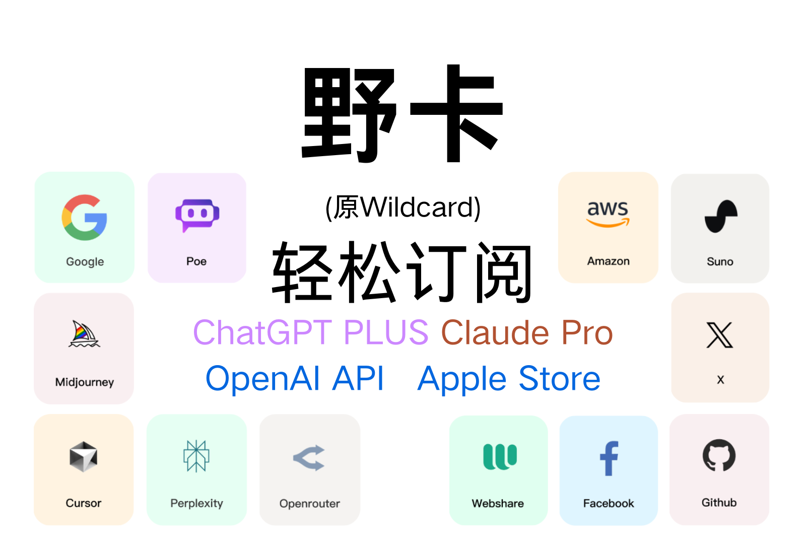 【2025最新】野卡虚拟卡(原WildCard)轻松订阅ChatGPT｜Claude｜OpenAI API｜Midjourney｜Cursor｜POE｜X｜...